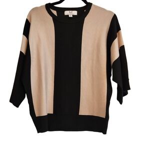 Magaschoni Color Block Doleman Sleeve Sweater, Short Sleeved, size small